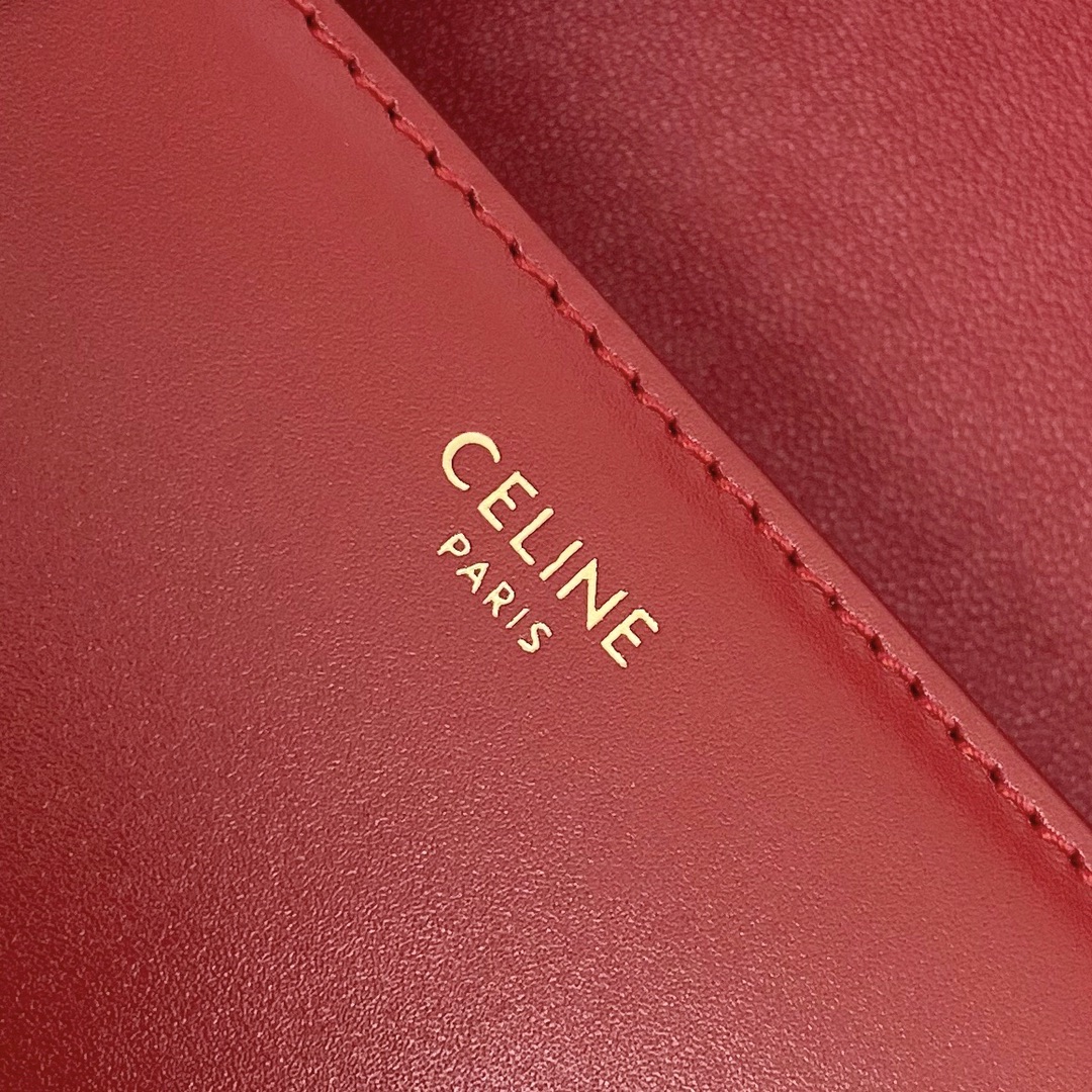 Celine Teen Classique Triomphe Bag In Shiny Calfskin Red 187363